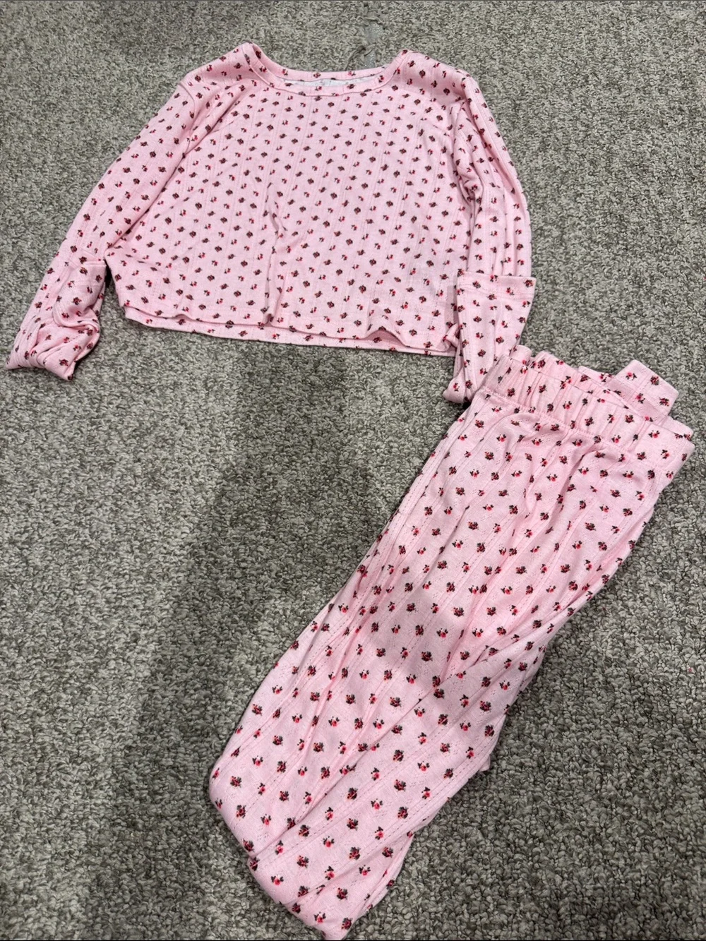 Kids Long Sleeve Pink Floral Pajama Set